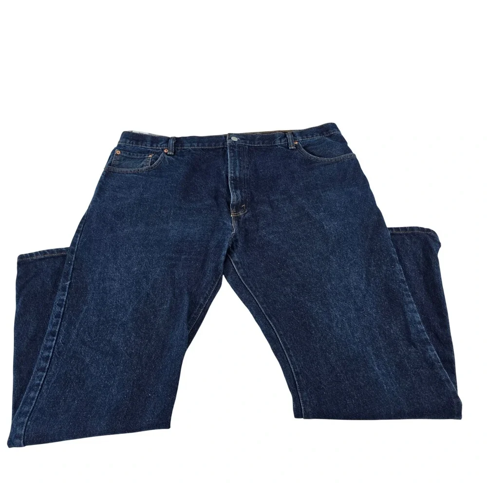 Levis 517 Mens Dark Wash Boot Cut Denim Jeans 44x32 Indigo Blue 100% Cotton